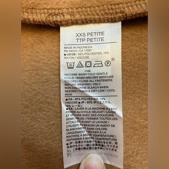 BANANA REPUBLIC Brushed Melton Pocket Short Jacket in Camel Size Petite XXS - Picture 13 of 15